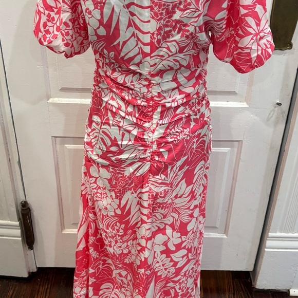 J McLaughlin Fernanda Silk Blend Pink White Floral Dress Sz 8 Rn159236 - Picture 2 of 8